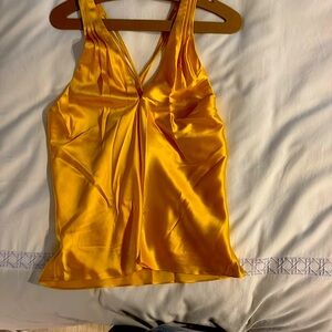 Veronica Beard Yellow Satin Tank Top